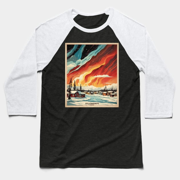 Yellowknife Vintage Poster Tourism Baseball T-Shirt by TravelersGems